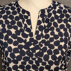 Calvin Klein Navy/White Flutter Sleeve Blouse Small